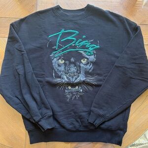 Anine Bing Black Sweatshirt with Panther Graphic